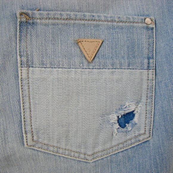 Guess Jeans Boy Fit Relaxed High Waist Distressed Grunge Punk Light Wash Size 25 - Picture 15 of 15